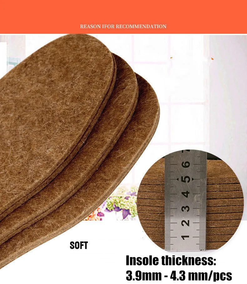 Wool Felt Insole Thickening Soft Plus Plush Breathable Men Women Cotton Warm Insoles Shoe Pad