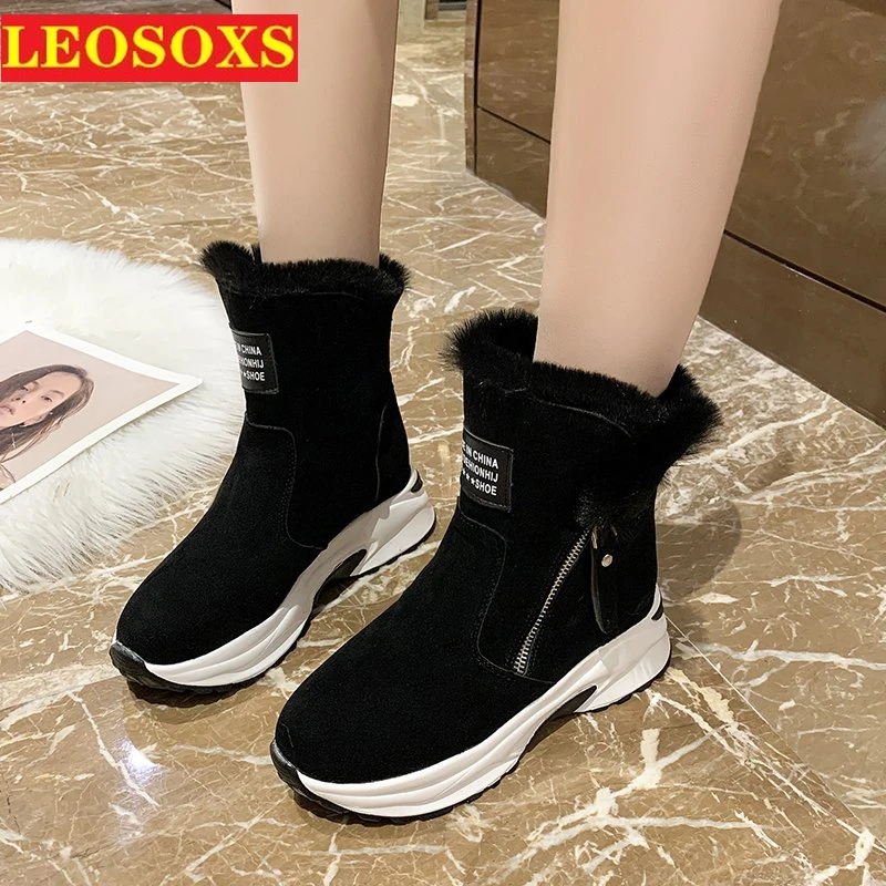 

Platform Uggs for Women 2021 New Winter Versatile Inside Height with Fleece Thickness Martin Warm Cotton Shoes Ankle Boots