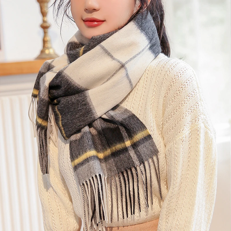 Черный плед 100% шерстяной шарф для женщин утепленные кашемировые платки