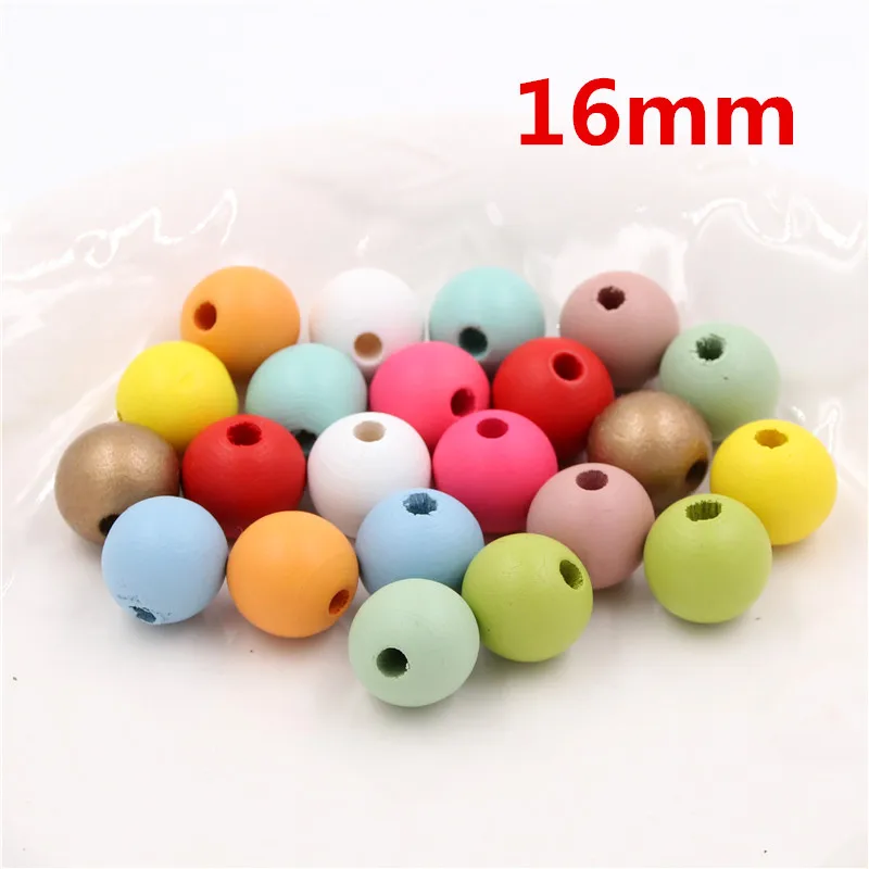 20 шт 16 мм яркие цвета круглые деревянные бусины для поделок своими руками детские