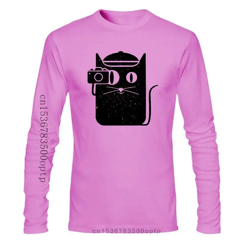 

New Cat And Camera - Illustration Men'S T-Shirt Printing Apparel Tee Shirt