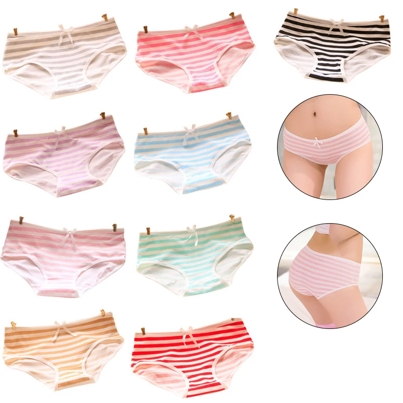 

2021 Women Panties Cotton Briefs Hot Brand Panties Stripes Navy High Quality Bowknot Tanga Lovely Cute Sexy Underwear