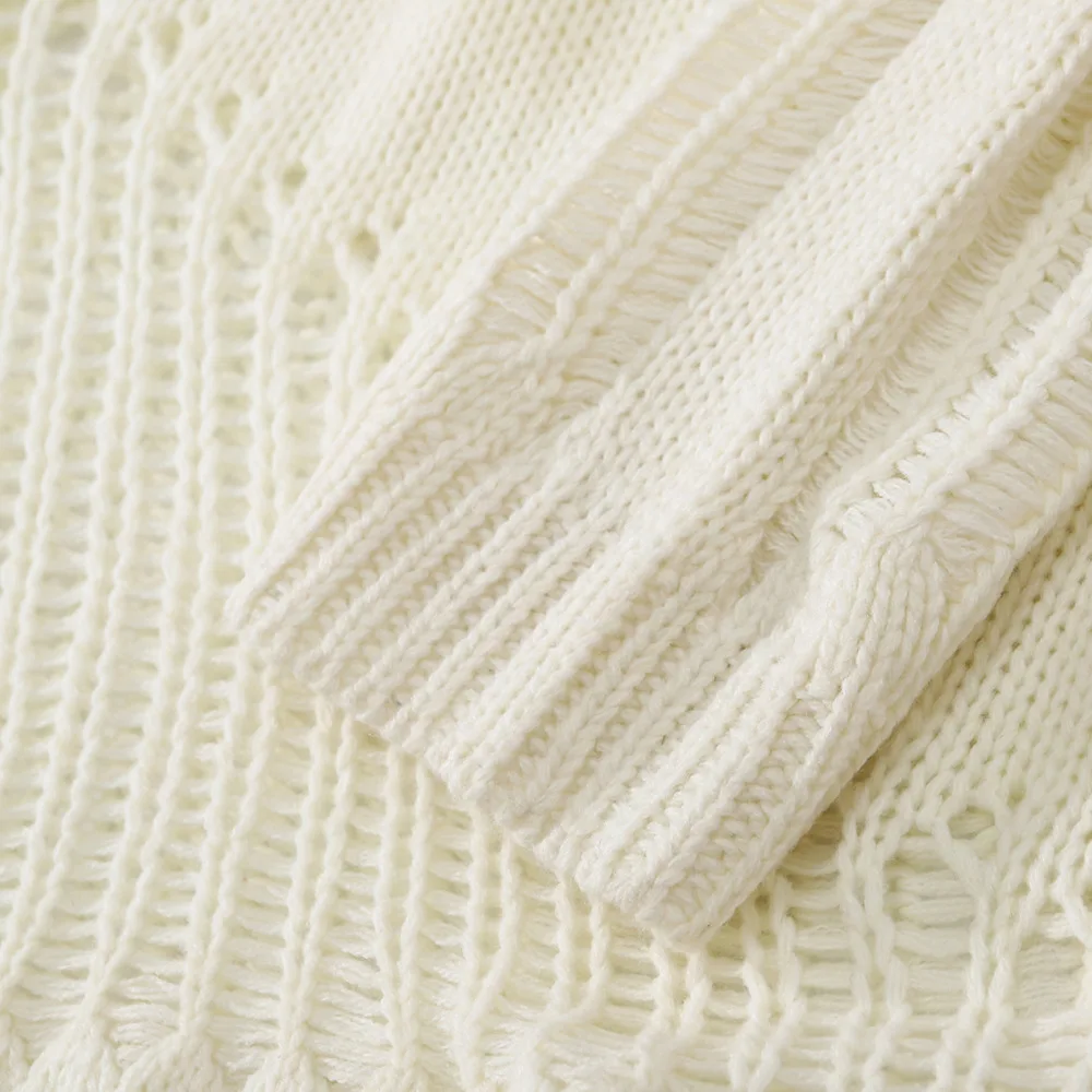 Новое поступление шикарный рваный Однотонный мужской джемпер оверсайз свитер