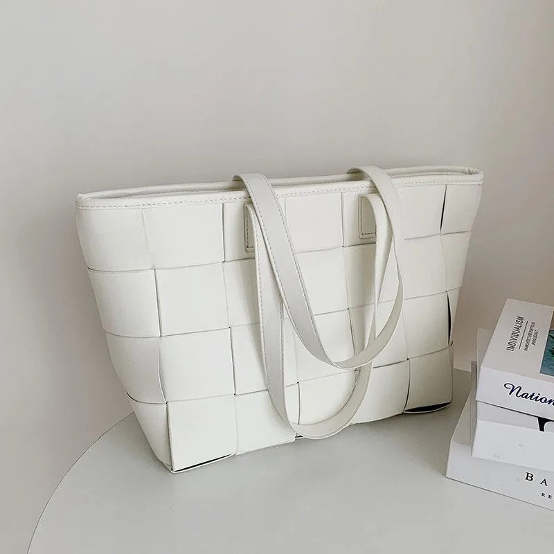 

New Fashion Women's Handbag Luxury Brand Shoulder Bags for Women 2021 New Pu Leather Slant Weave Hand Bags