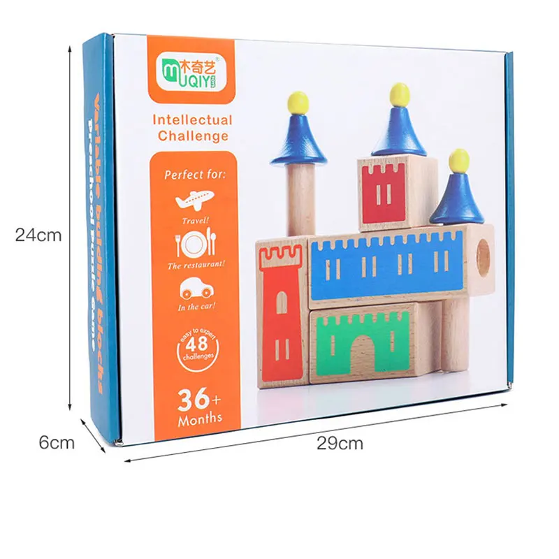 

Wood Blocks Building Castle Shape Matching Toys Parent-Child Interaction Game Funny Developing Intelligent Educational Kids Gift