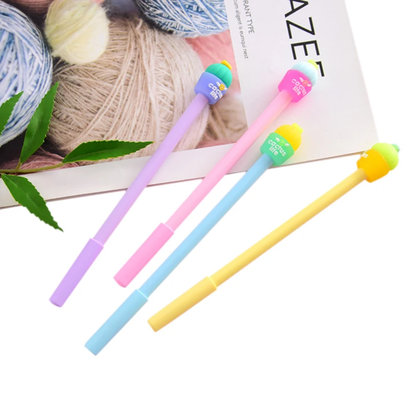 4pcs/lot 0.5mm black ink cute lovely cactus potting gel pen writing signing for school supplies stationery escolar |