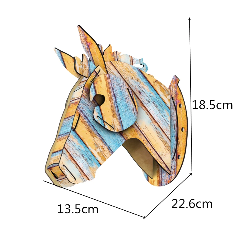 Деревянное настенное украшение 3D олень лось единорог голова лошади деревянная MDF