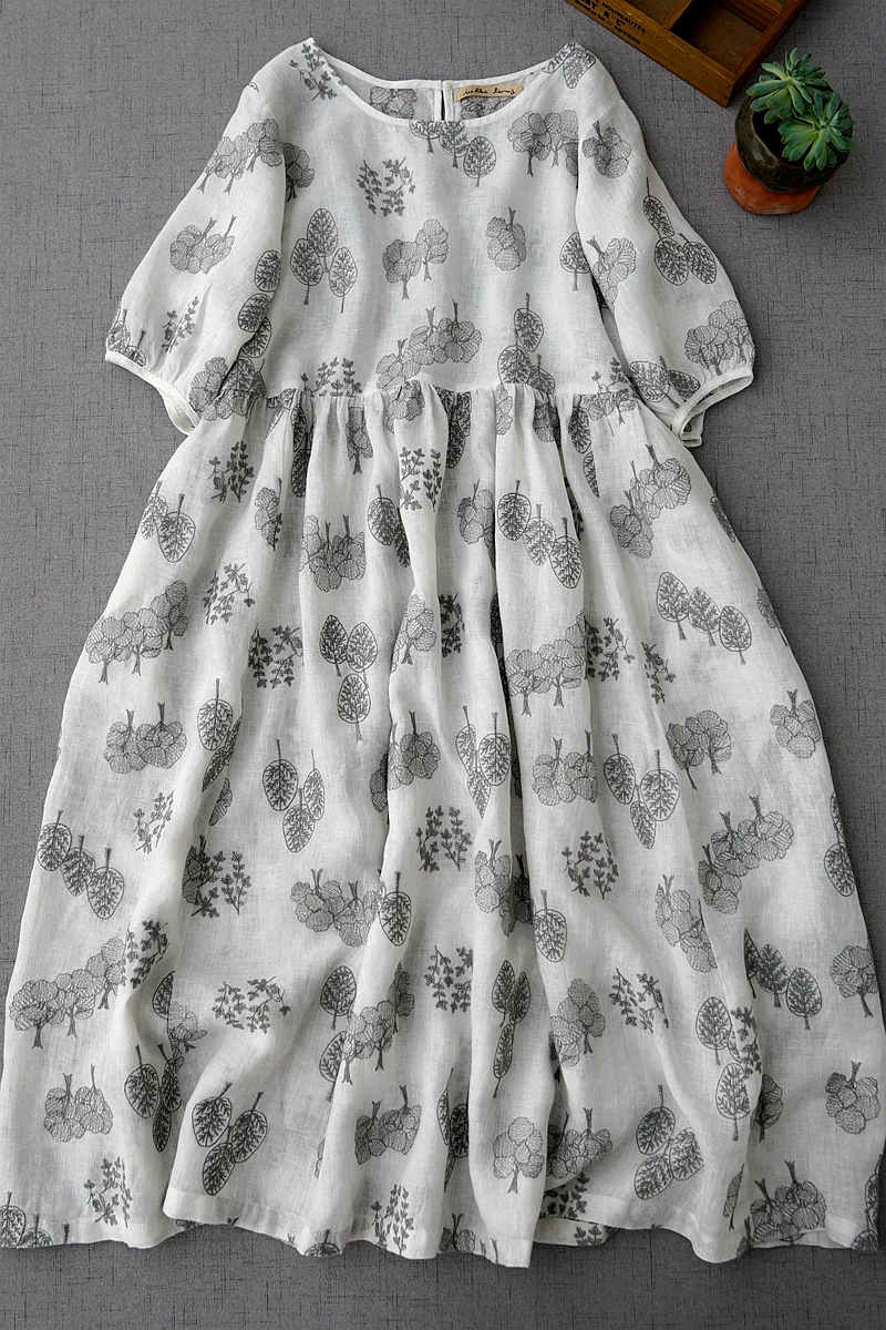 

Summer New Women Loose Vintage Mori Girl Japan Style Exquisite Full Embroidery Comfortable Water Washed Linen Pullover Dresses