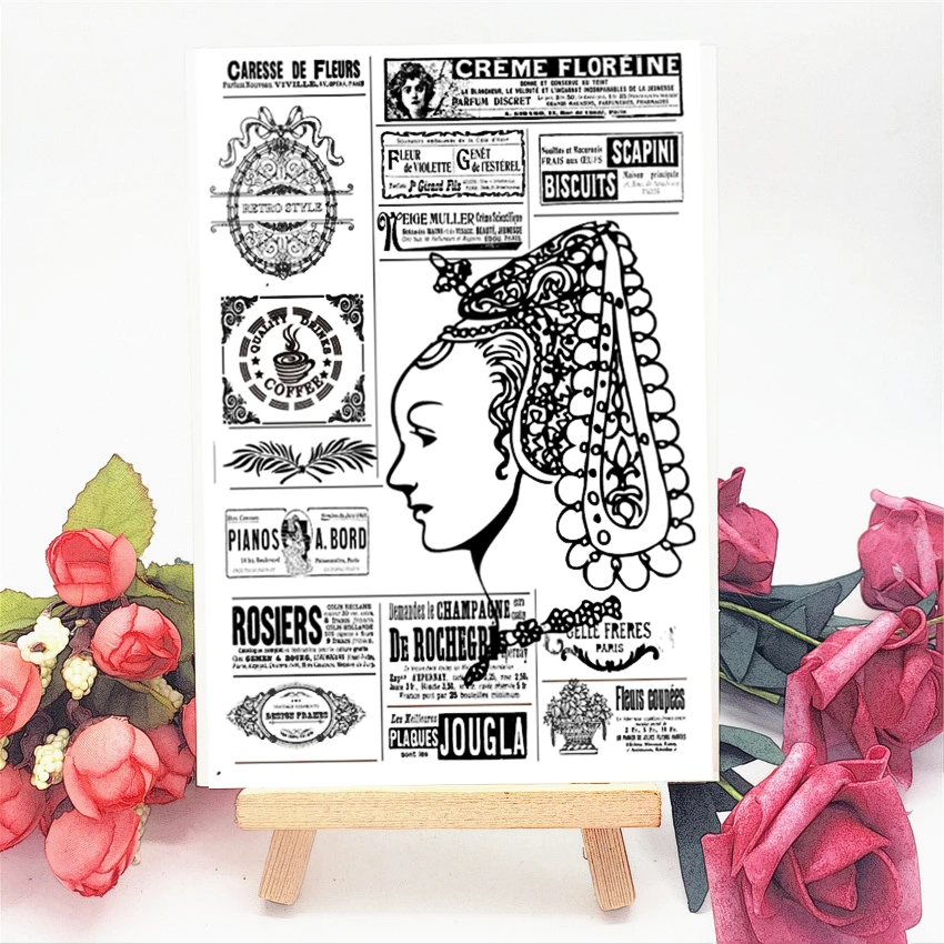 

11x16CM classical literature lady Transparent Seal Clear Stamps Silicone Seal Roller Stamps DIY Scrapbook Album Card Production