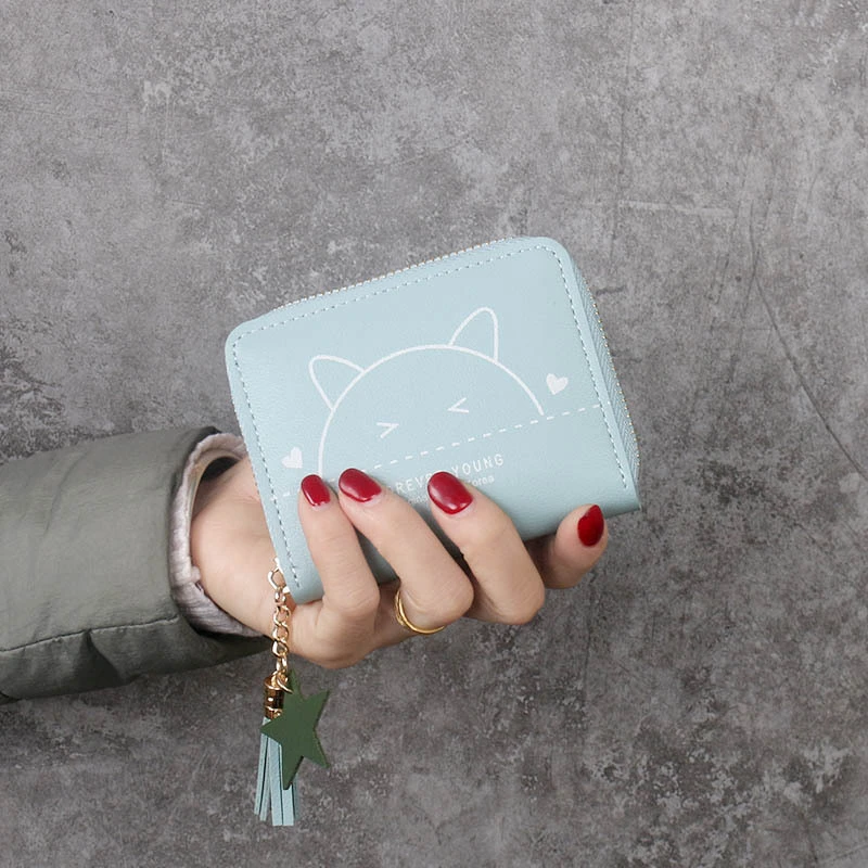 

Women Cartoon Tassel Zipper Wallets Female Short Cute Style Coin Purses Ladies Hot Sale Solid Color Mini Card Holder Clutch Bag