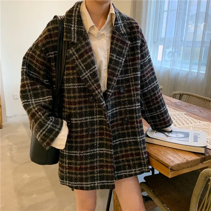 Пиджак женский в клетку Alien Kitty винтажный утепленный пиджак из органического