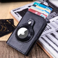 new airtag wallet leather rfid id credit card cover pu card bag with apple airtags case anti lost protective shell card holder