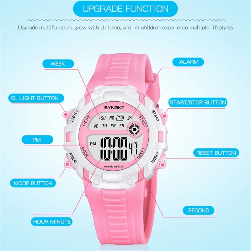 

PANARS Brand Children Watches Digital Wristwatches Multifunctional Waterproof Blue Outdoor Sports Clock For Kids Boy Girls