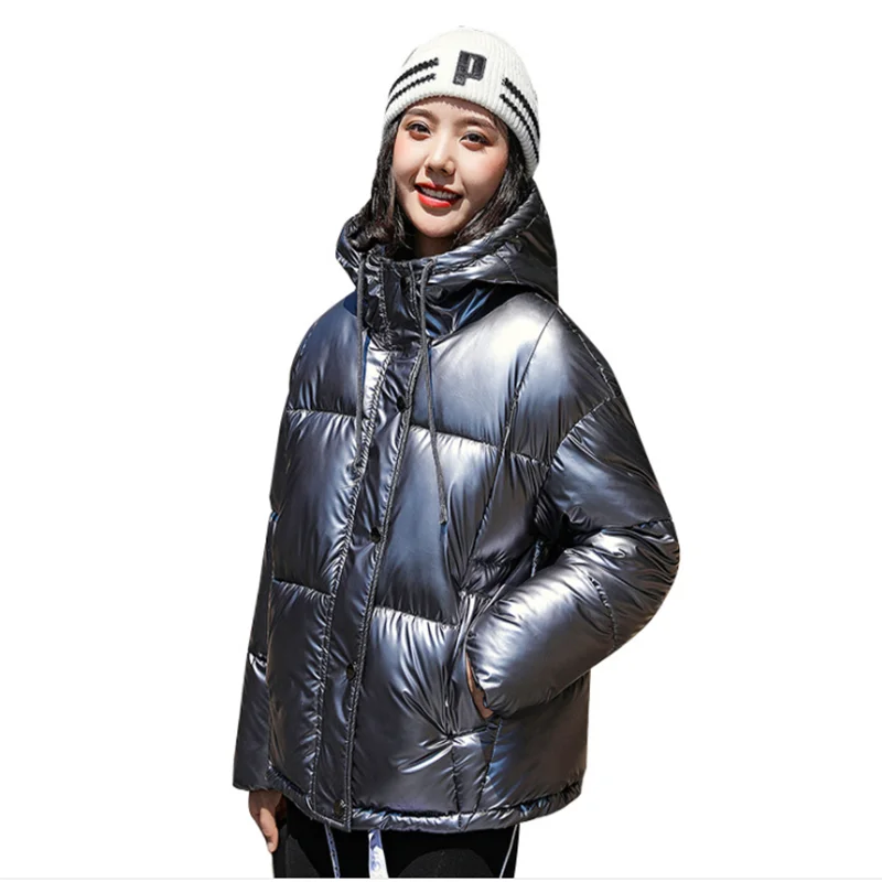 

2019 bright surface winter women short cotton jacket loose bf cold autumn proof coat new style warm fashion cool girl overcoat