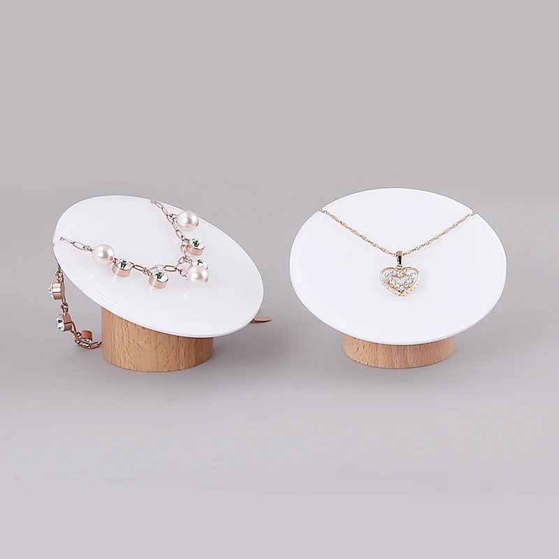 

Круглый деревянный акриловый чехол для браслета, органайзер для ожерелья, чехол для показа ожерелья, держатель для украшений