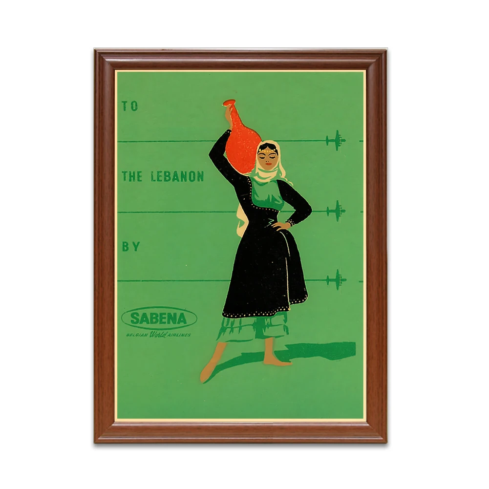 Винтажный постер для путешествий сабена бельгийские авиалинии холст живопись