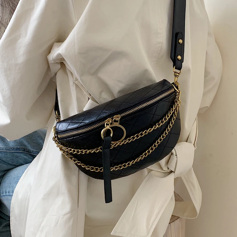 DORANMI цепи ремень Fanny Pack Для женщин Поясные сумки 2021 Элитный бренд дизайн Crossbody