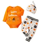 Мой первый костюм на Хэллоуин, комбинезон с надписью на Хэллоуин для маленьких мальчиков и девочек, боди + шапка с Тыквой и штанами, наряды, одежда для девочек