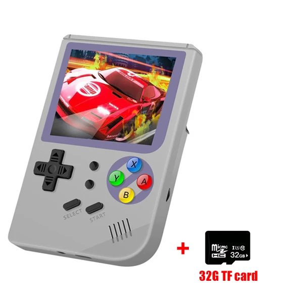 white with 32G TF RG300 3 inch Video games Portable Retro console Retro Game Handheld Games Console Player 16G+32G 3000 games Tony system - Цвет: white with 32G TF