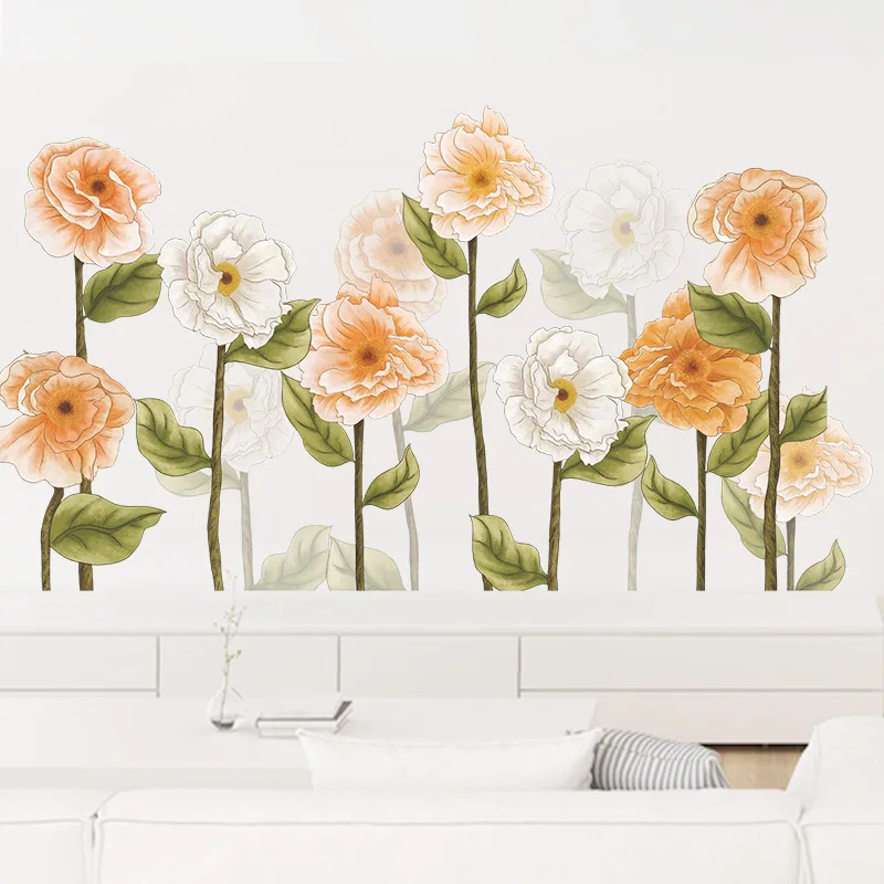 Романтические настенные наклейки с белыми и розовыми цветами домашние