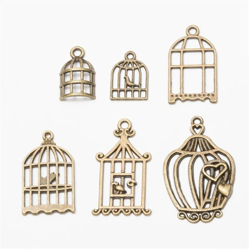 20PCS/Bag Vintage Metal Alloy Retro Bronze Hollow Birdcage Charms DIY Fashion Accessories Pendant for Jewelry Making | Украшения и