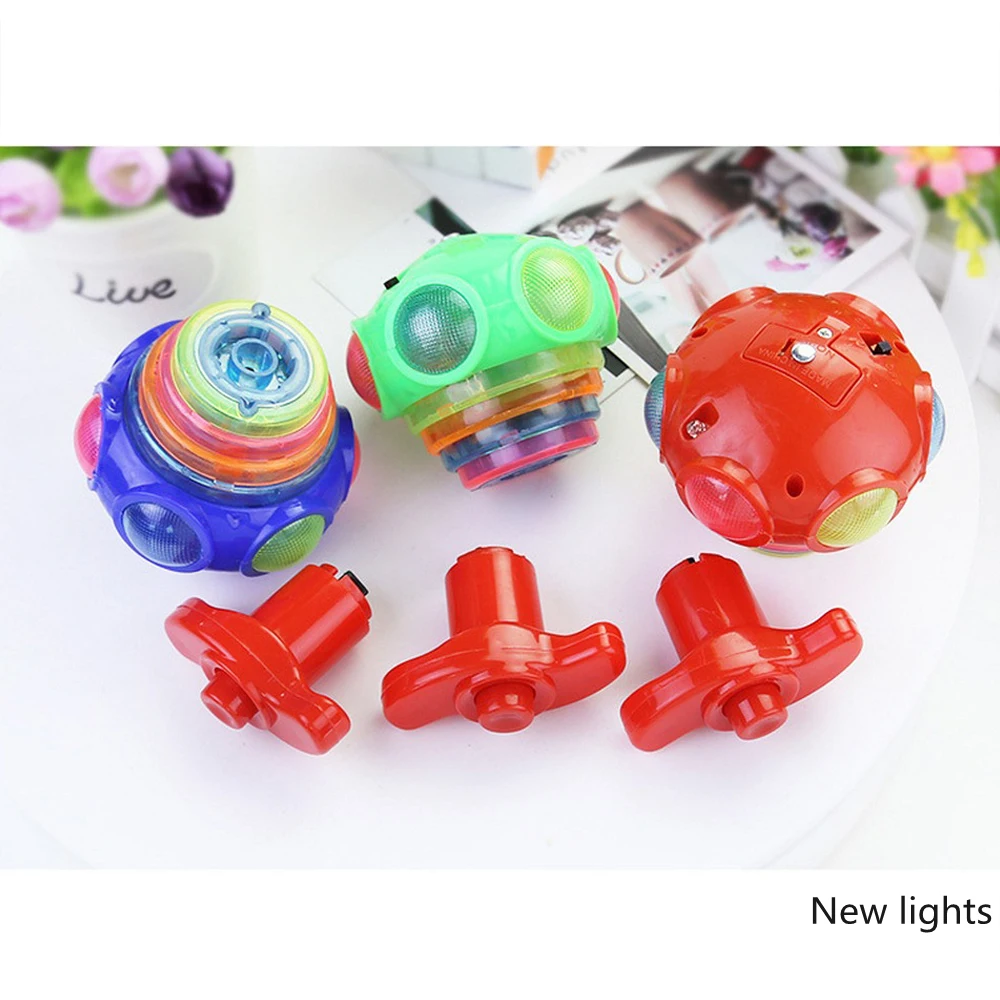 

1pcs Wooden Luminous Music Gyro Imitation LED Light Spinning Top Laser Wood GyroName Colorful Lights Plus Line Flash Music Gyros