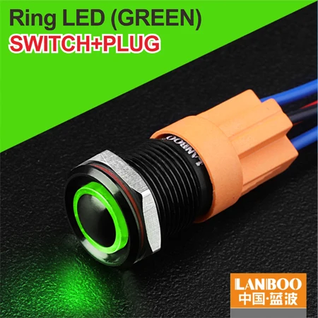 G Ring Button Plug LANBOO черный корпус цвет головы 12 мм водонепроницаемый миниатюрный кнопочный переключатель с лампой 12V24V220V - Цвет: G Ring Button Plug