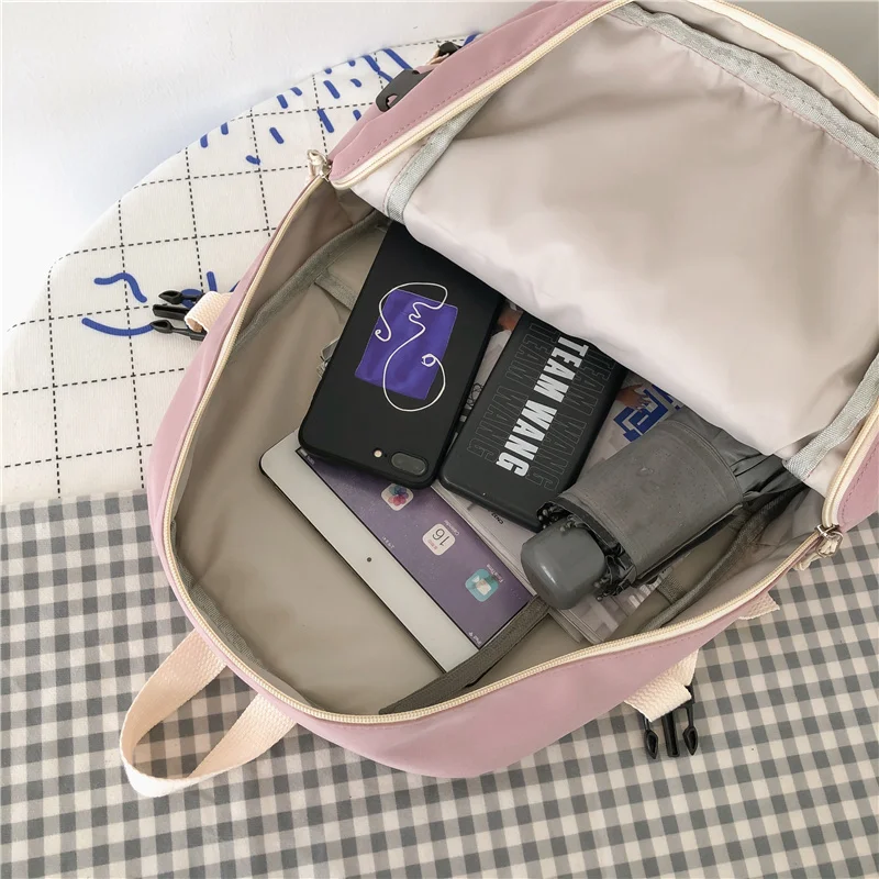

Women Waterproof Nylon Backpack Cute Female Student School Bag College Book Lady Travel Backpack Kawaii Fashion Girl Bags Trendy