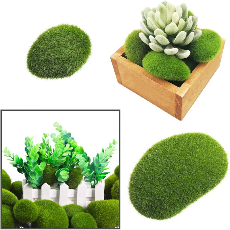 

30PCS 3 Size Artificial Moss Rocks Decorative, Green Moss Balls,for Floral Arrangements Gardens and Crafting