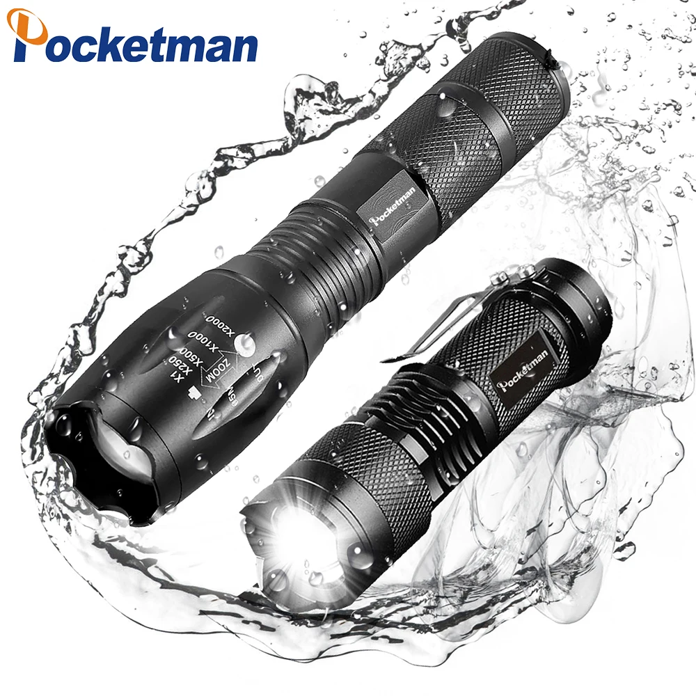 

Promotion Set! Tactical LED Flashlight XML-T6 Tactical Flashlight + Q5 Mini Torch Lanterna Zoomable Waterproof Flashlight Bike