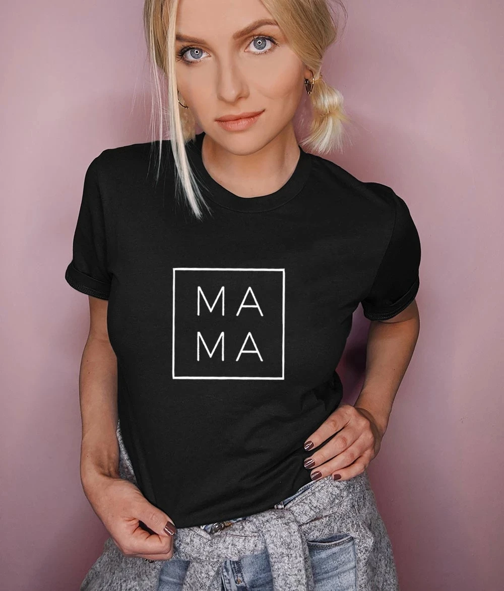 

I Love Mama с квадратным принтом женские летние футболки мама жизнь с коротким рукавом футболки для девочек подарок для мамы женский Harajuku футбол...