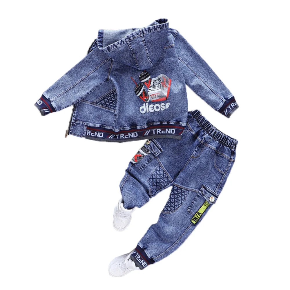 Spring & Autumn Cowboy Child Sets New 2022 Korean Version Clothes For Teens Kids Clothes Boys Two-Piece Denim Coat Casual Jacket