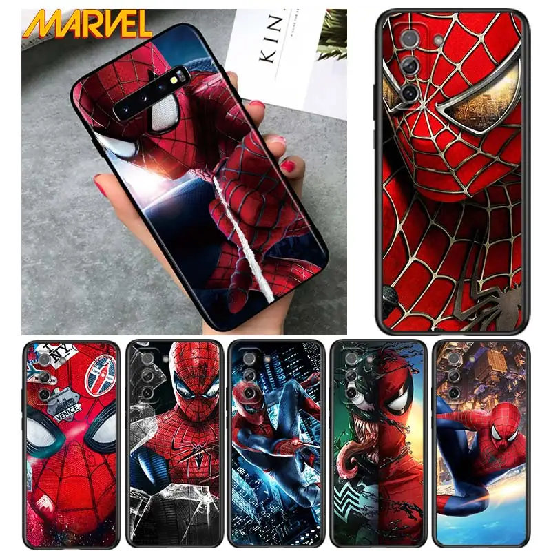 

Spiderman Marvel for Samsung Galaxy S21 Ultra Plus Note 20 10 9 8 S10 S9 S8 S7 S6 Edge Plus Soft Black Phone Case