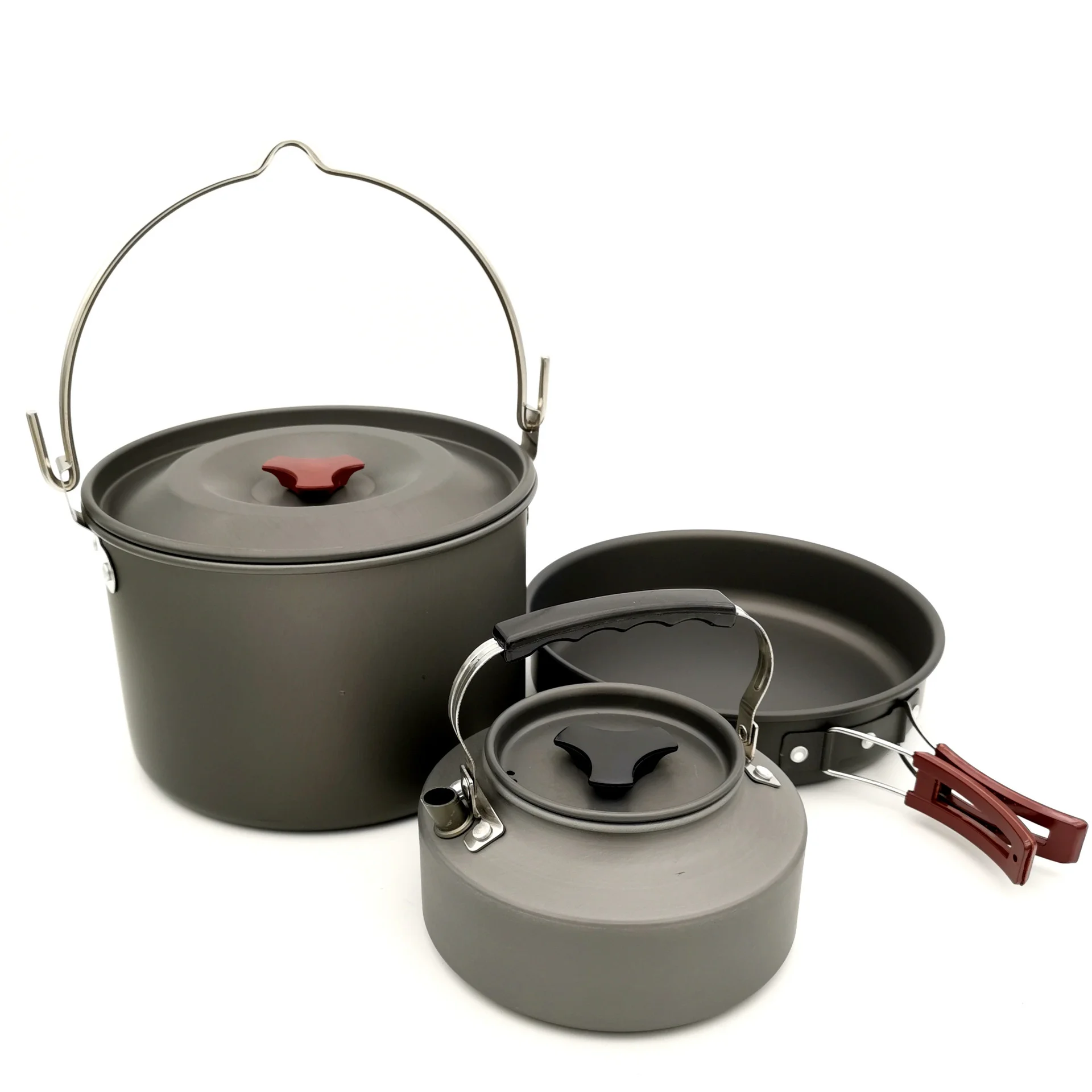 

Camping Cookware for 4 Persons Portable Pot Pan Cup Teaport Set Folding Outdoor Cooking Set Picnic Tableware