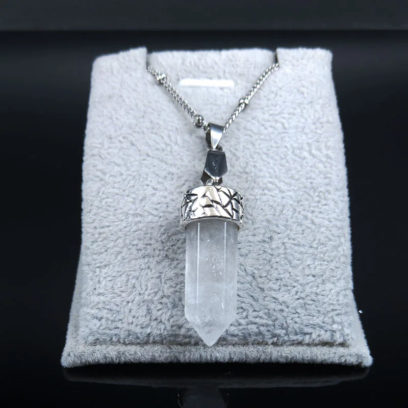 

2023 Fashion White Crystal Stainless Steel Statement Necklace Women/Men Silver Color Necklace Jewelry colgante mujer NE89S04