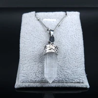 2022 fashion white crystal stainless steel statement necklace womenmen silver color necklace jewelry colgante mujer ne89s04