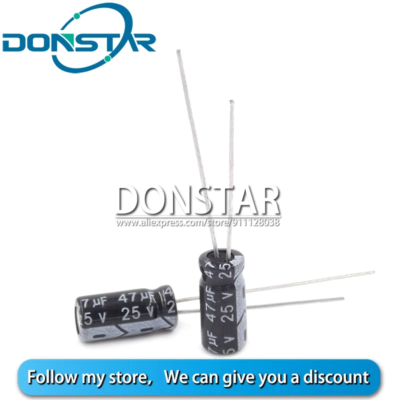 

20PCS 47UF 25V Aluminium Electrolytic Capacitor 25V 47UF 5*11MM Electrolytic Capacitor