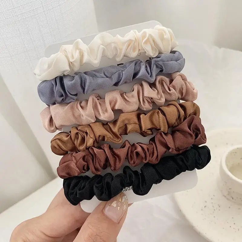 

6Pcs/Set Women Hair Accessories Ladies Solid Color Scrunchies Ponytail Female Scrunchy Elastic Hair Ropes Headwear For Women