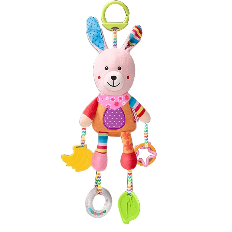 

066B Calm Crying Babies Soft Baby Stroller Hanging Toys Cute Animal Appease Doll Hand-eye Coordination Parent-child Interact
