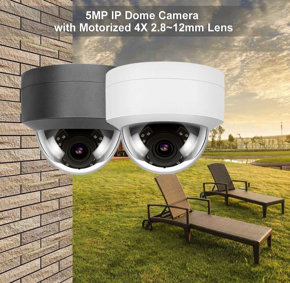 UniLook(Совместимость с Hikvision) 5MP купольная 4-кратная зум POE ip-камера для дома/улицы, для безопасности, ИК 30 м, защищенная от атмосферных воздействий, IP66 H.265, ONVIF