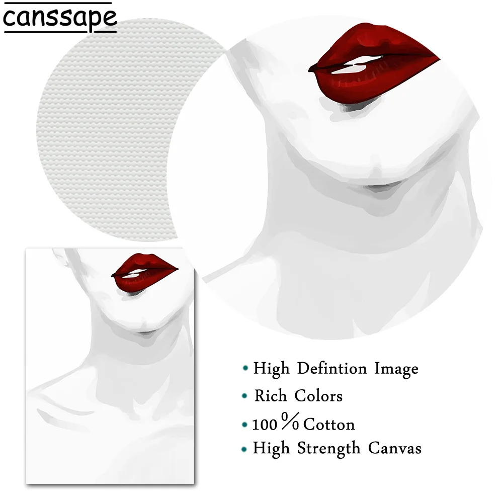 Fashion Poster Print Sexy Lady Canvas Painting Red Lips Posters and Prints Vogue Wall Picture Beauty Salon Girls Room Decoration | Дом и сад