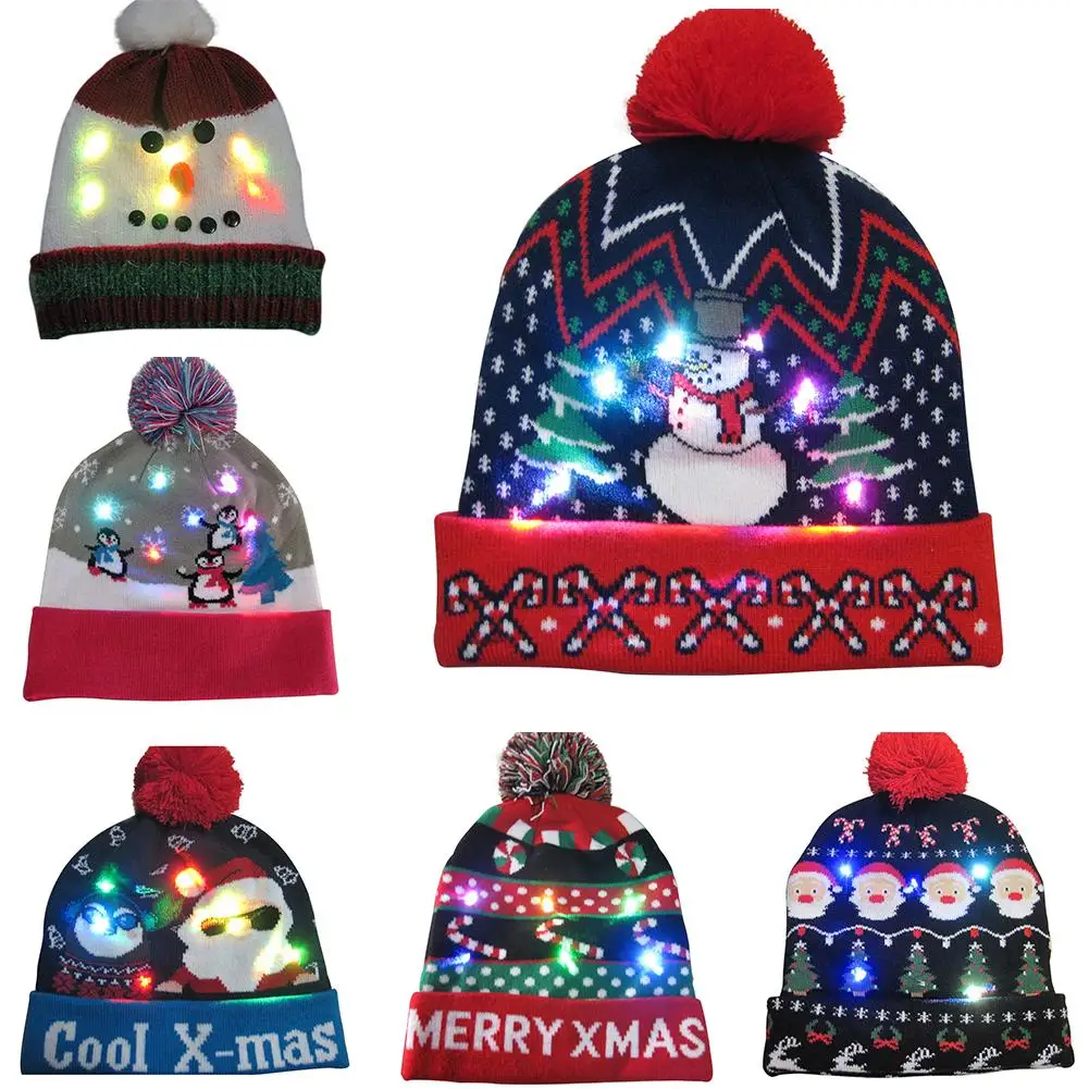 Рождественский светящийся шарф шапка для мужчин и женщин осенний зимний теплый