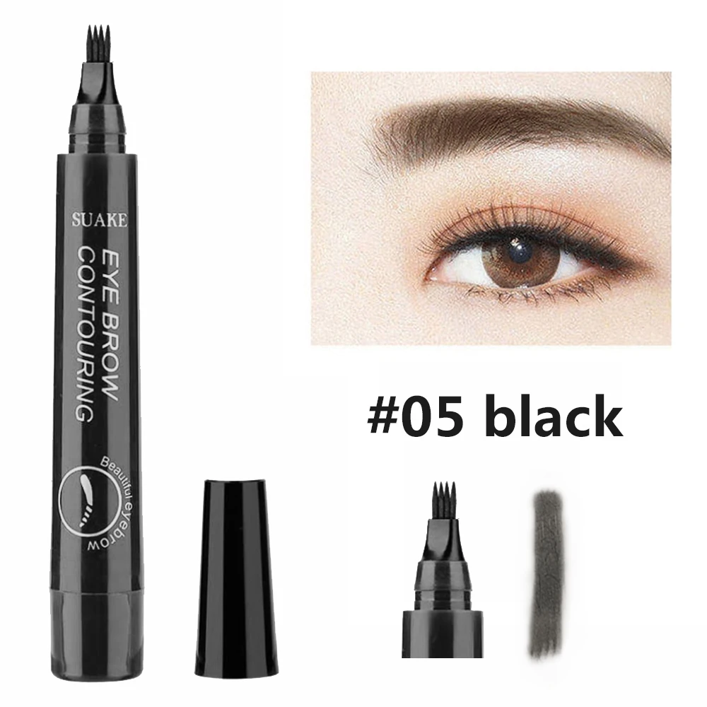 Microblading Eyebrow Pen Waterproof Fork Tip Eyebrow Tattoo Pencil Long Lasting Professional Fine Sketch Liquid Eye Brow Pencil - Цвет: Black