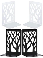 1 pair metal fashion tree shape bookends heavy duty non skid book stoppers holder for office school library shelves and desk