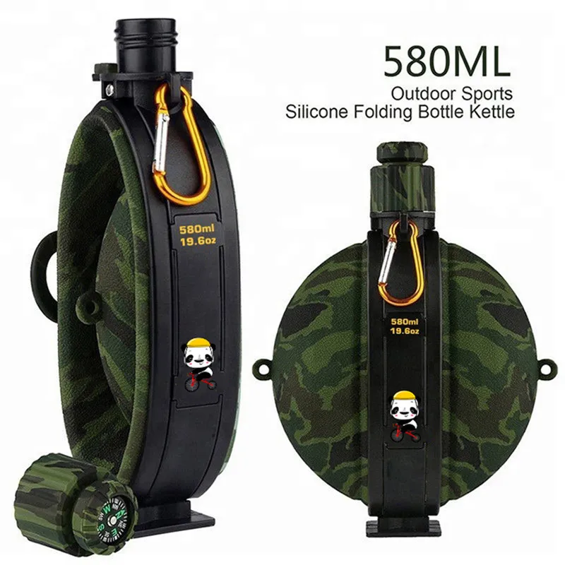 

Outdoor Military Water Bottle Silicone Large Capacity Folding Water Kettle Hiking Camping Leak Proof Tour Water Bottle 1PC