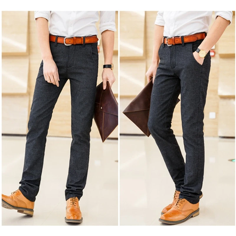 Брюки мужские повседневные стрейчевые модные облегающие хлопковые длинные