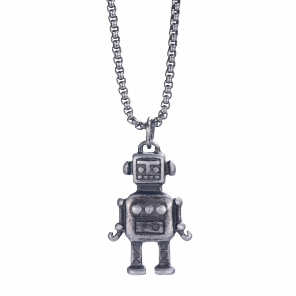 Винтажное ожерелье из нержавеющей стали в стиле стимпанк с кулоном-роботом