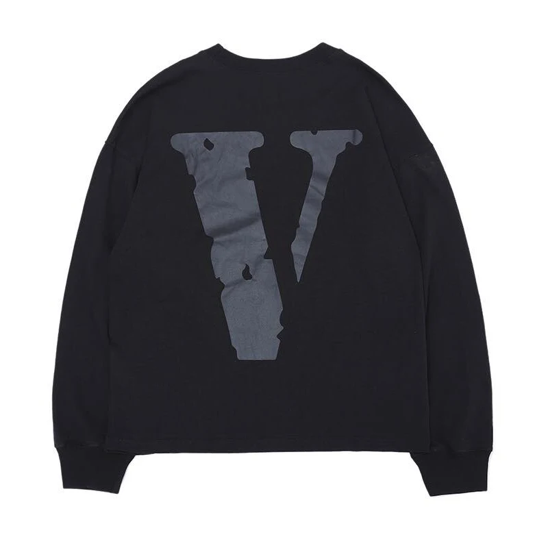 

and Americains Europe vloneBig V printing loose oversize long-sleeved T-shirt for men and women couples trendy Sweater