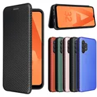 Чехол-книжка для Samsung Galaxy A32 4G, из углеродного волокна, жесткий, с отделением для карт, тонкий, кожаный