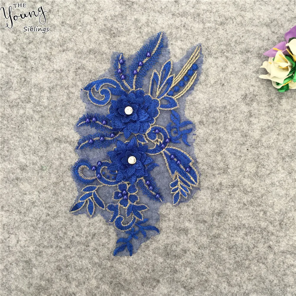 Голубой кружевной воротник со стразами ABS жемчужный 3D Цветы для самостоятельного